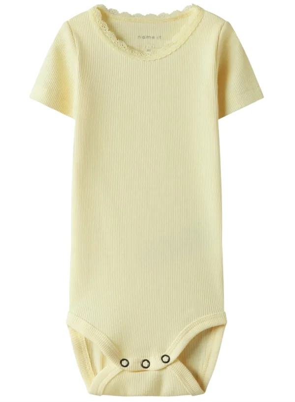 Name It Kortærmet Body - Rib Kab - Pastel Yellow - Name It