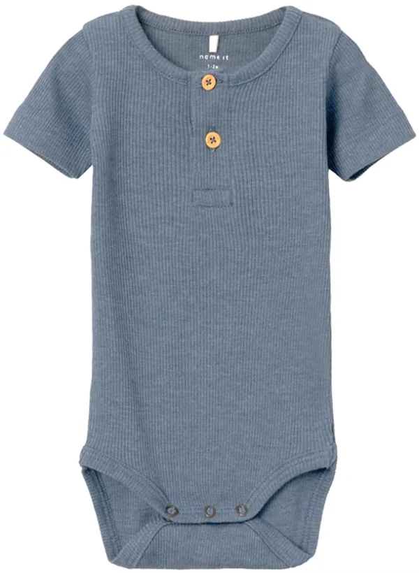 Name It Kortærmet Body Rib Kab Knapper Troposphere - Name It