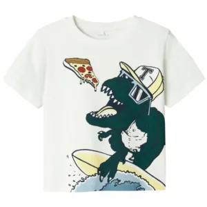 Name It T-shirt Dino - Cloud Dancer Forest Biome - Name It