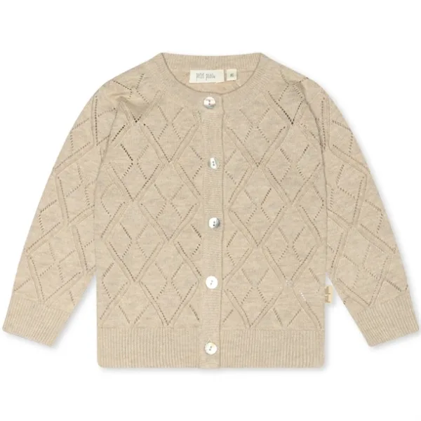 Petit Piao Cardigan Pointelle Check Pattern Champagne - Petit Piao