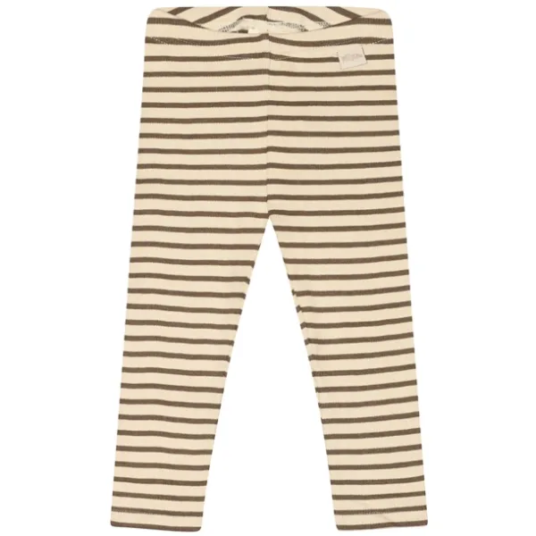 Petit Piao Leggings Striber Chocolate brown/dark off white - Petit Piao