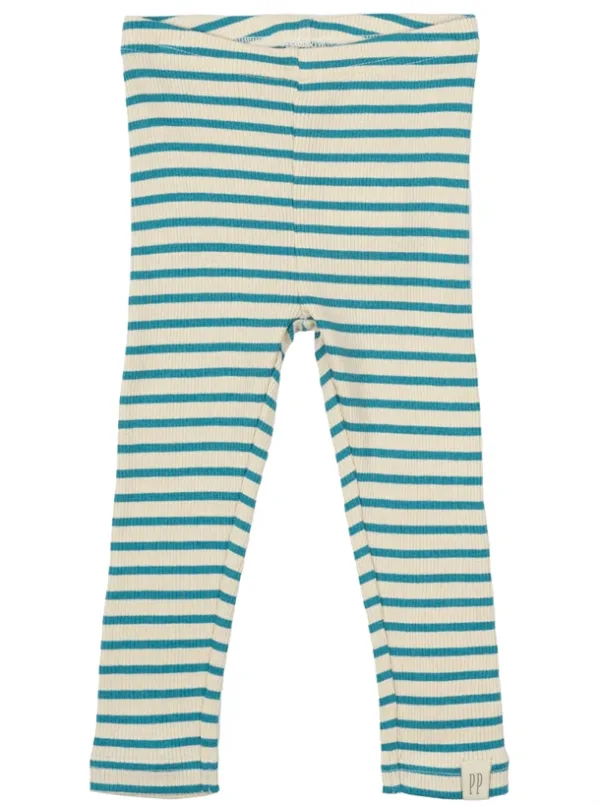 Petit Piao Leggings - Striber - Turquise/Dark off white - Petit Piao