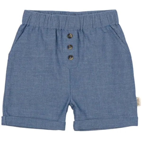 Petit Piao Shorts - Button Woven - Denim Blue - Petit Piao
