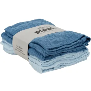 Pippi Stofbleer Muslin Bomuld Baby Blue 4-pak - Pippi