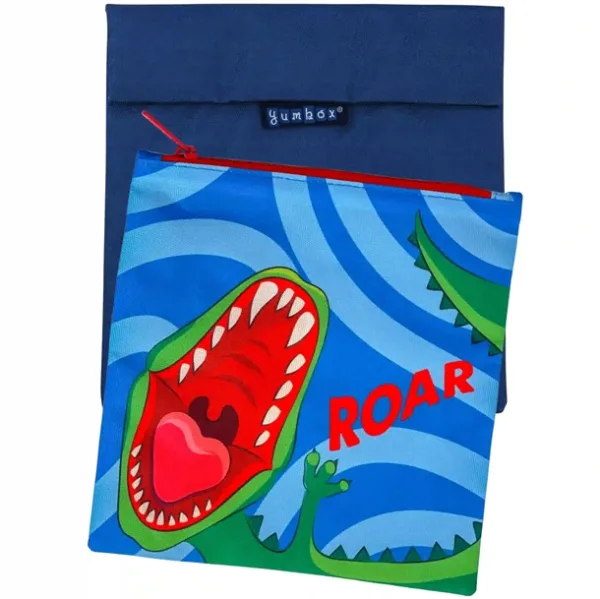 Yumbox Sandwich & Snack Bag - Madposer - Dino & Navy - 2 stk. - Yumbox
