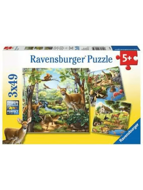 Puslespil Forest/Zoo/Dom.Animals 3x49 Brikker - Legekammeraten.dk - Legekammeraten.dk
