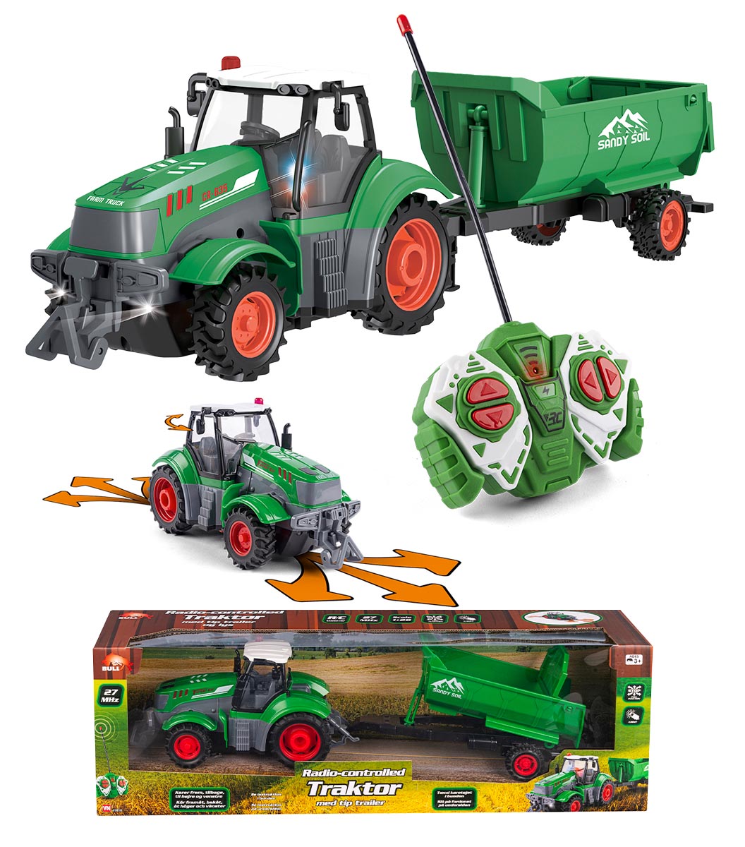 BULL R/C Traktor Med Anhænger - RC Traktor - Legekammeraten.dk - Legekammeraten.dk