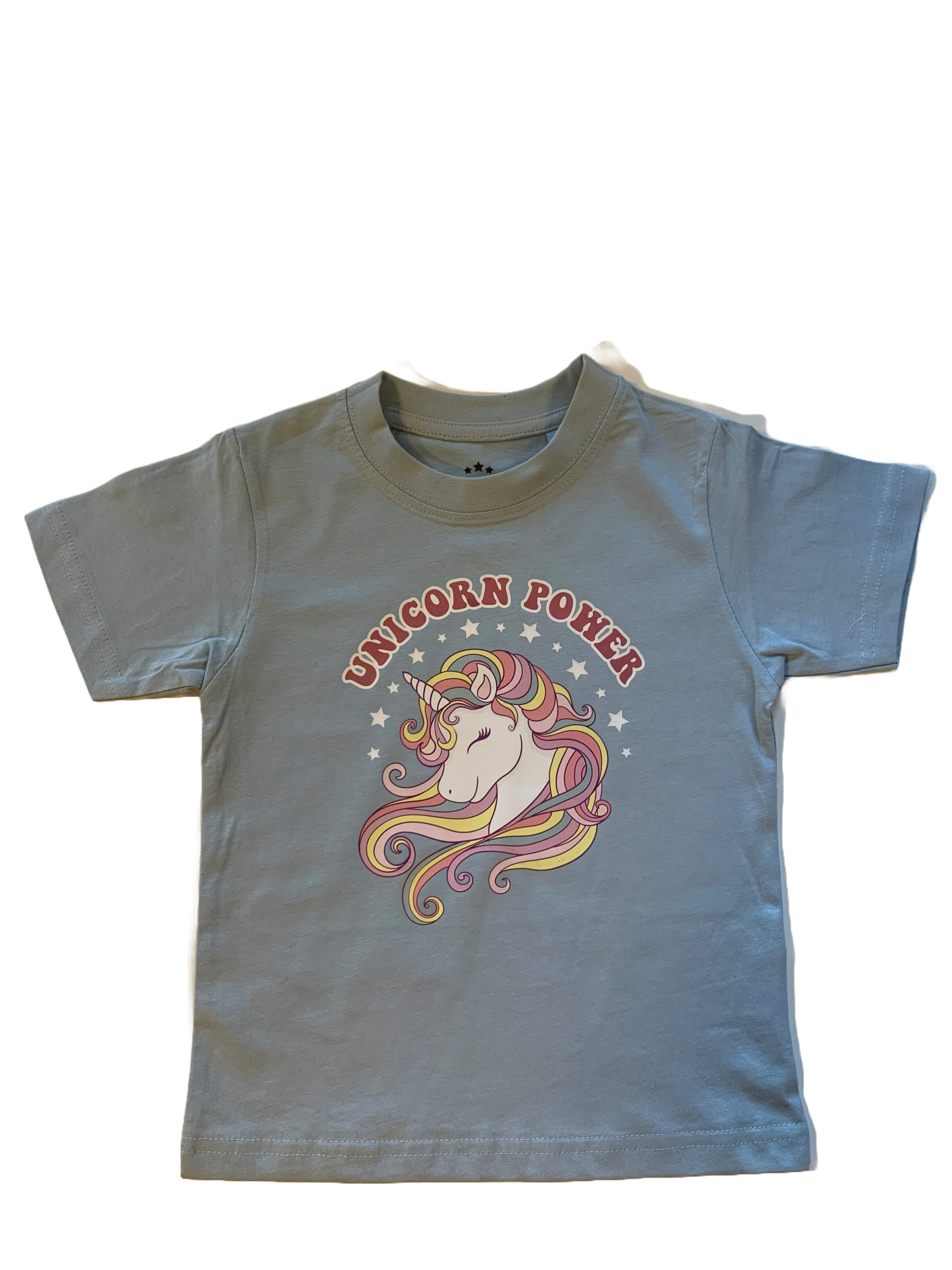 T-Shirt Med Sød Enhjørning S/S, Sky Blue - T-Shirt - Legekammeraten.dk - UNIQUE TEE