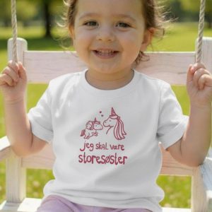 Jeg Skal Være Storesøster T-shirt S/S Enhjørning Hvid - Jeg skal være storesøster T-Shirt - Legekammeraten.dk - Legekammeraten.dk