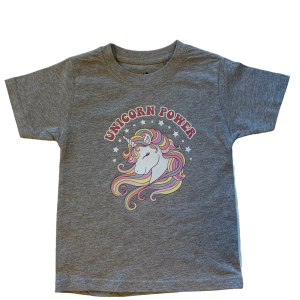 T-Shirt Med Sød Enhjørning  S/S, Oxford Grey - T-Shirt - Legekammeraten.dk - UNIQUE TEE