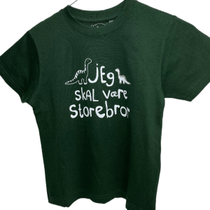 Jeg Skal Være Storebror T-shirt S/S Dinosaur Flaskegrøn - Jeg skal være storebror t-shirt - Legekammeraten.dk - Legekammeraten.dk
