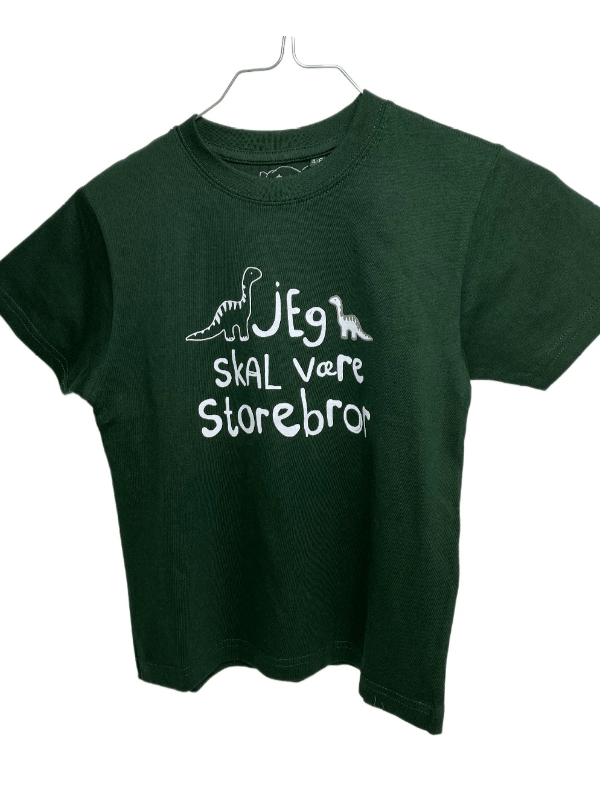 Jeg Skal Være Storebror T-shirt S/S Dinosaur Flaskegrøn - Jeg skal være storebror t-shirt - Legekammeraten.dk - Legekammeraten.dk