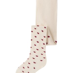 Lil Atelier Strømpebukser - NBFREBA - Turtledove Red Hearts - Lil Atelier