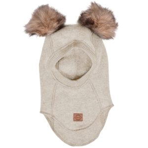 Mikk-Line Elefanthue m. pom pom Melange Offwhite - Mikk-Line