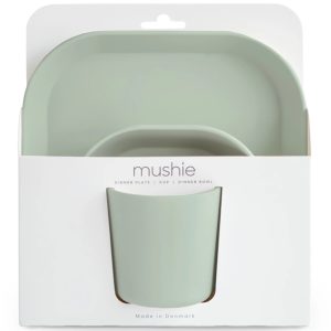 Mushie Spisesæt - Firkantet - Sage - Mushie