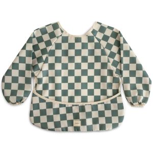 Mushie hagesmæk med ærmer - Olive Check - Mushie