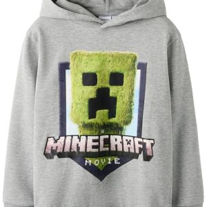 Name It Minecraft Hættetrøje - NKMOL Creeper - Grey Melange - Name It