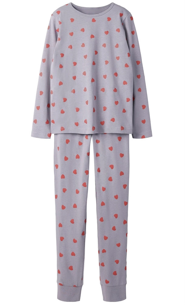 Name It nattøj - NKFNIGHTSET HEARTS - Lavender Gray - Name It